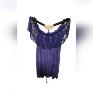 Elegant Purple Lace Off-Shoulder Babydoll Plus Size.